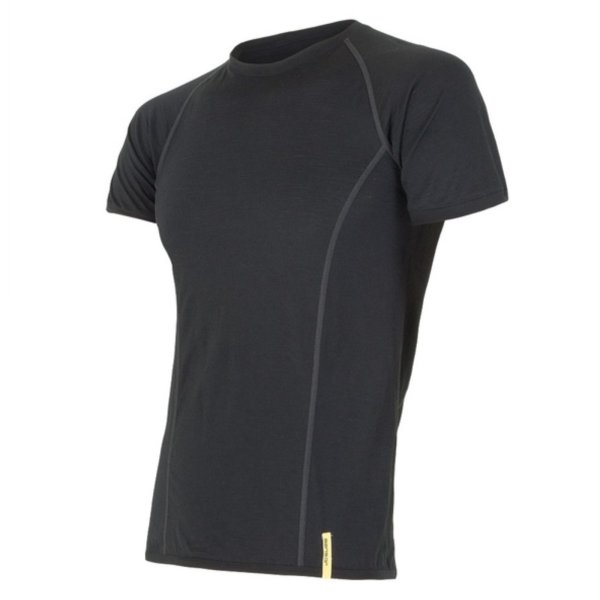 Triko krátký rukáv SENSOR Merino Wool pánské černé