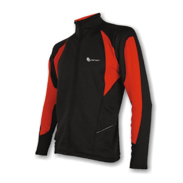 Mikina SENSOR Multistretch celozip pán M čer/červ.