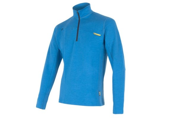 Mikina SENSOR Merino Wool stoják se zipem pánská modrá