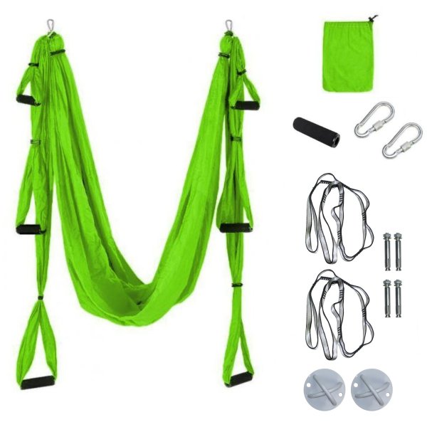 Aerial Yoga - závěs na jógu MASTER Hammock s příslušenstvím - zelený