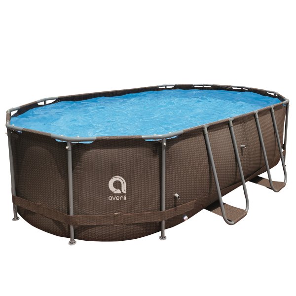 Bazén ovál Steel Super Rattan AVENLI 427 x 275 x 100 cm