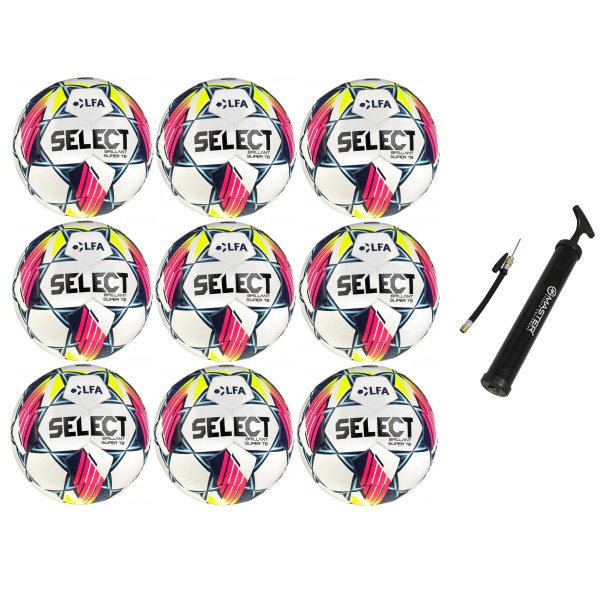 Výhodný akční set - 9x Fotbalový míč SELECT FB Brillant Super TB CZ Chance Liga 2024/25 5 bílo-modrý