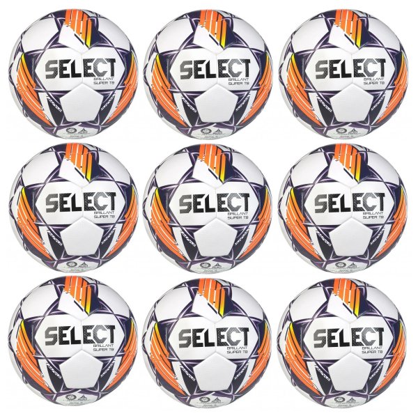Výhodný akční set - 9x Fotbalový míč SELECT FB Brillant Super TB 5 bílo-fialový