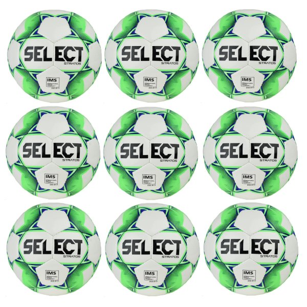 Výhodný akční set - 9x Fotbalový míč SELECT FB Stratos 5 - bílo-zelený