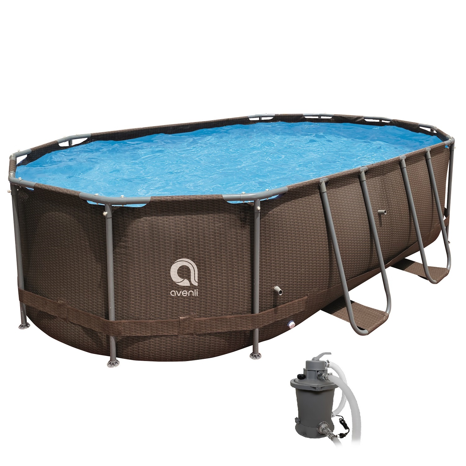Akční set - bazén ovál Steel Super Rattan 427 x 275 x 100 cm + písková filtrace
