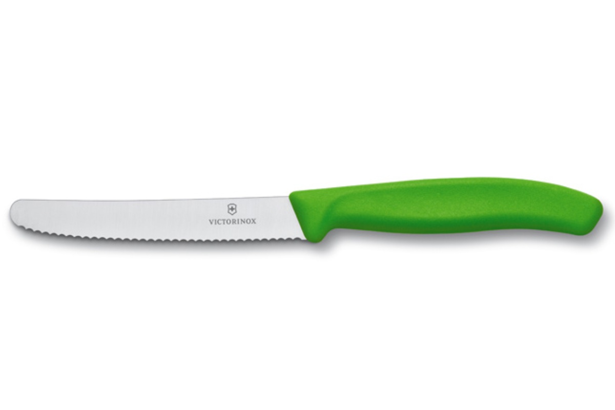 Levně Victorinox Nůž na rajčata zelený zoubkatý 11cm