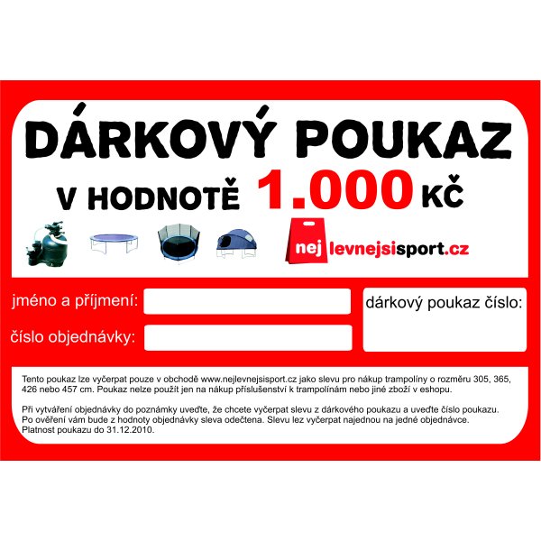 Drkov poukaz na trampolnu v hodnot - 1.000 K