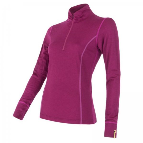 Triko dl. ruk. SENSOR Merino Wool Active dm. zip lilla - vel. S