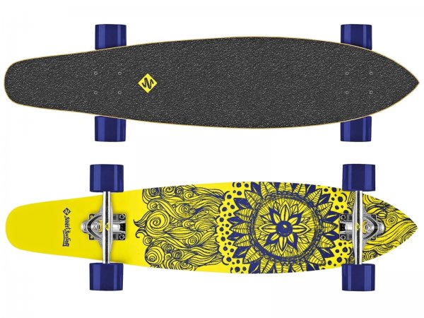 Longboard STREET SURFING Kicktail 36 Mandala Massala - luto-modr