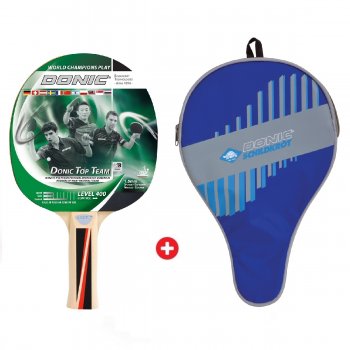 Akn set - plka na stoln tenis DONIC Top Team 400 + obal na plku DONIC Classic - modr