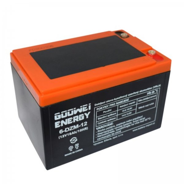 Trakn gelov baterie GOOWEI ENERGY 6-DZM-12, 15Ah, 12V