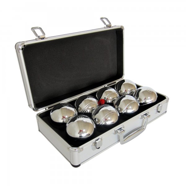 Petanque sada MASTER 8 chromovanch koul F.I.P.J.P. v hlinkovm kufru